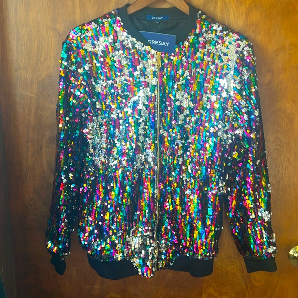 Cresay NWT Sequin Bomber Jacket